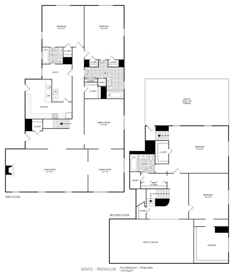 Floor plan for 4 beds, 3 baths, 3618 sqft